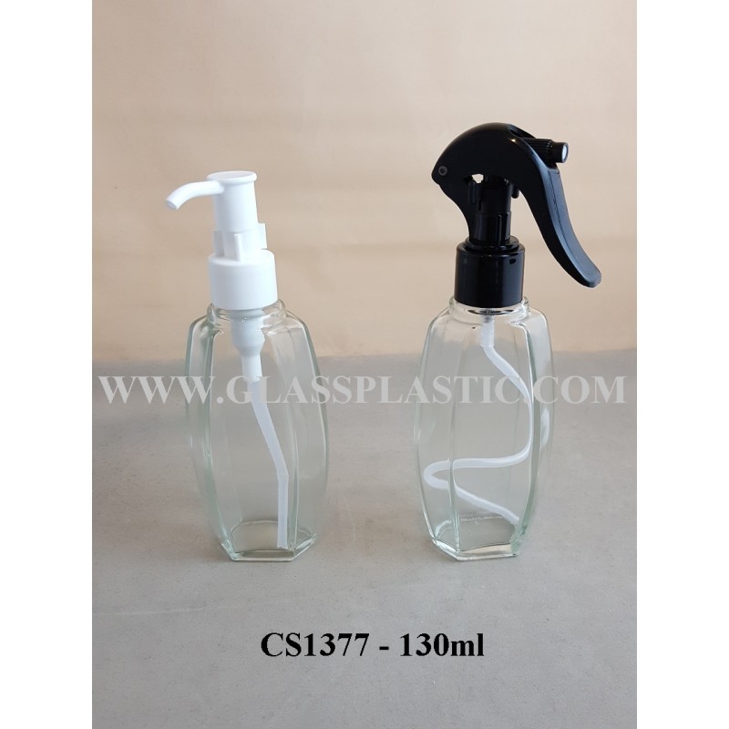 Cosmetic Glass Bottle – 130ml Hexagon Shape