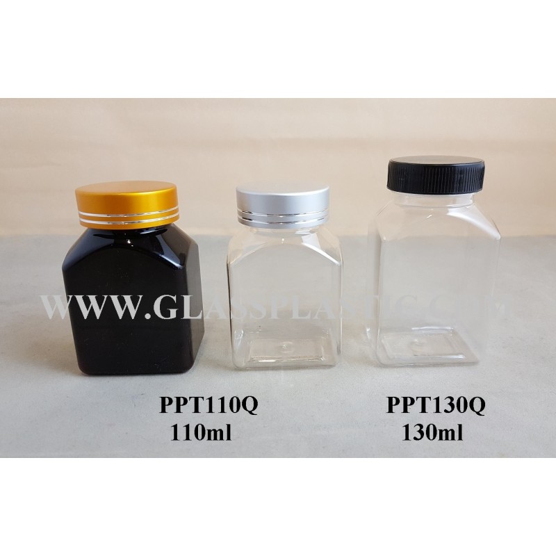 Square Tablet PET Bottle: 110ml, 130ml