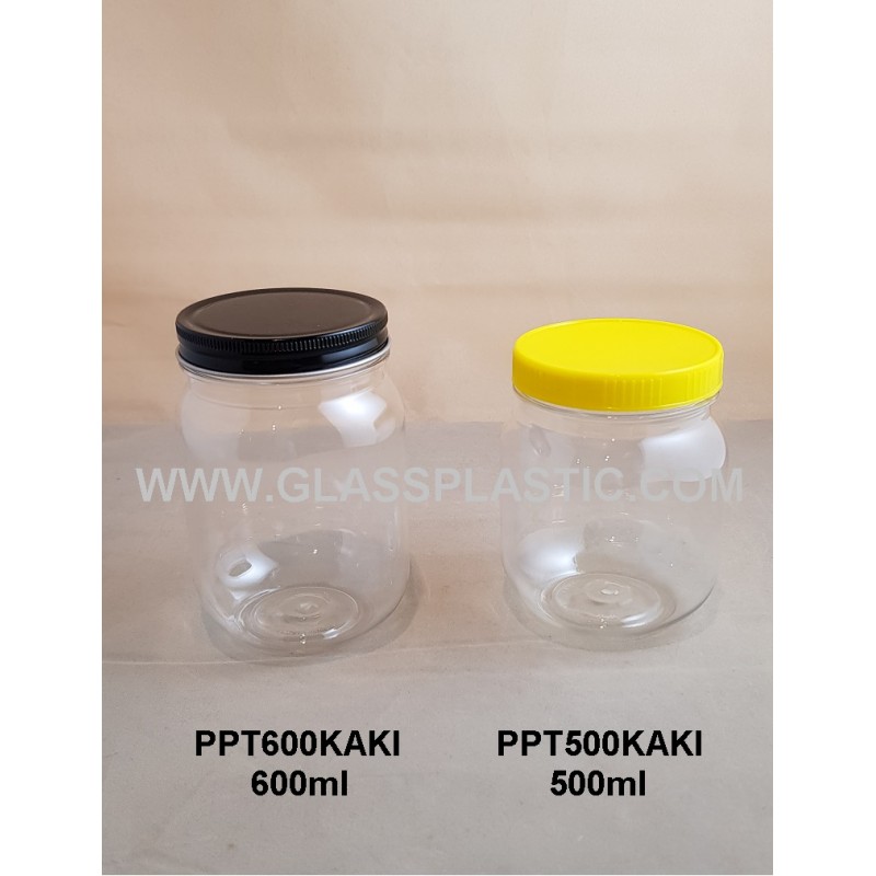 Square PET Jar – 500ml &  600ml (KAKI)