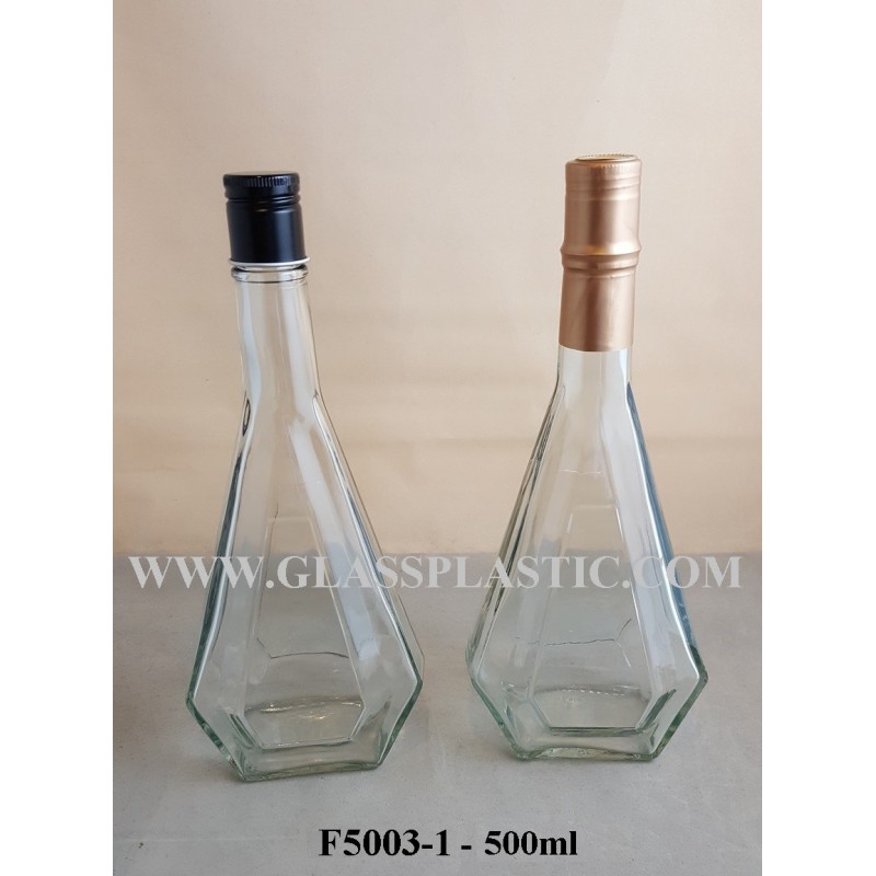 500ml Clear/Frosted Glass Bottle (Diamond Shape)