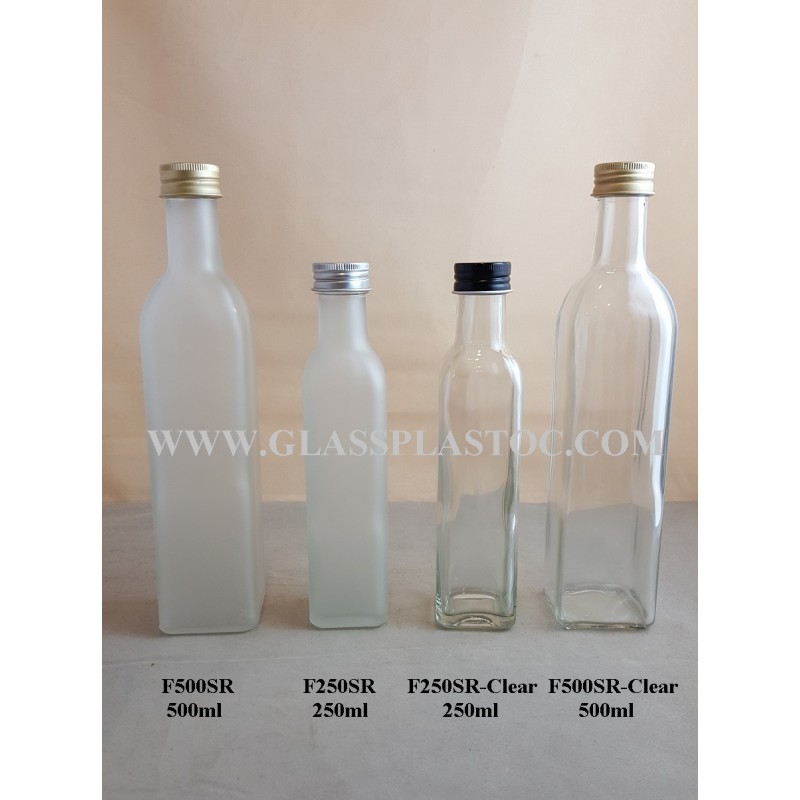 Square Glass Bottle – 500ml & 250ml