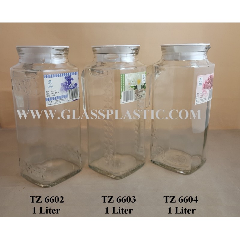 1.0 Liter Square Glass Jug